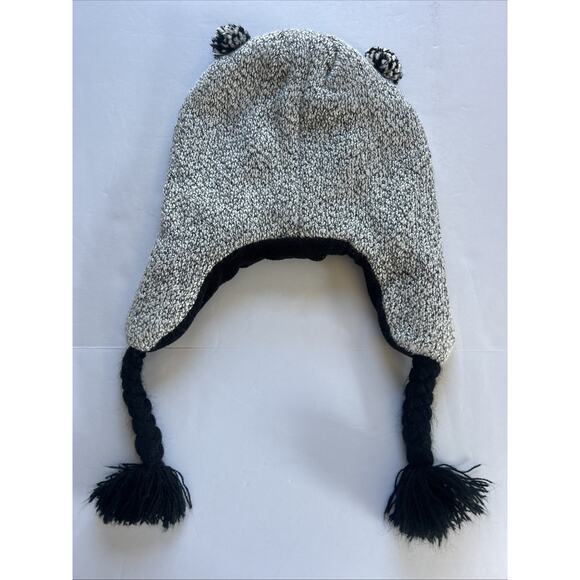 Women’s Knit Winter Grey Panda Hat One Size - Picture 2 of 6